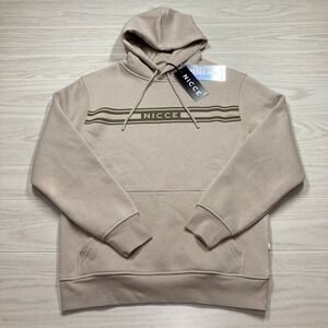 Nicce Men's Logo Reflective Pullover Fleece Hoodie Sweatshirt Brown Size Medium